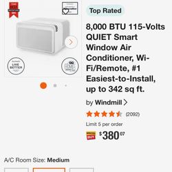 Windmill Window Air Conditioner. 8000 BTU 