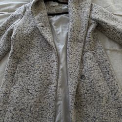 Grey Womans Coat With Hood Size 12