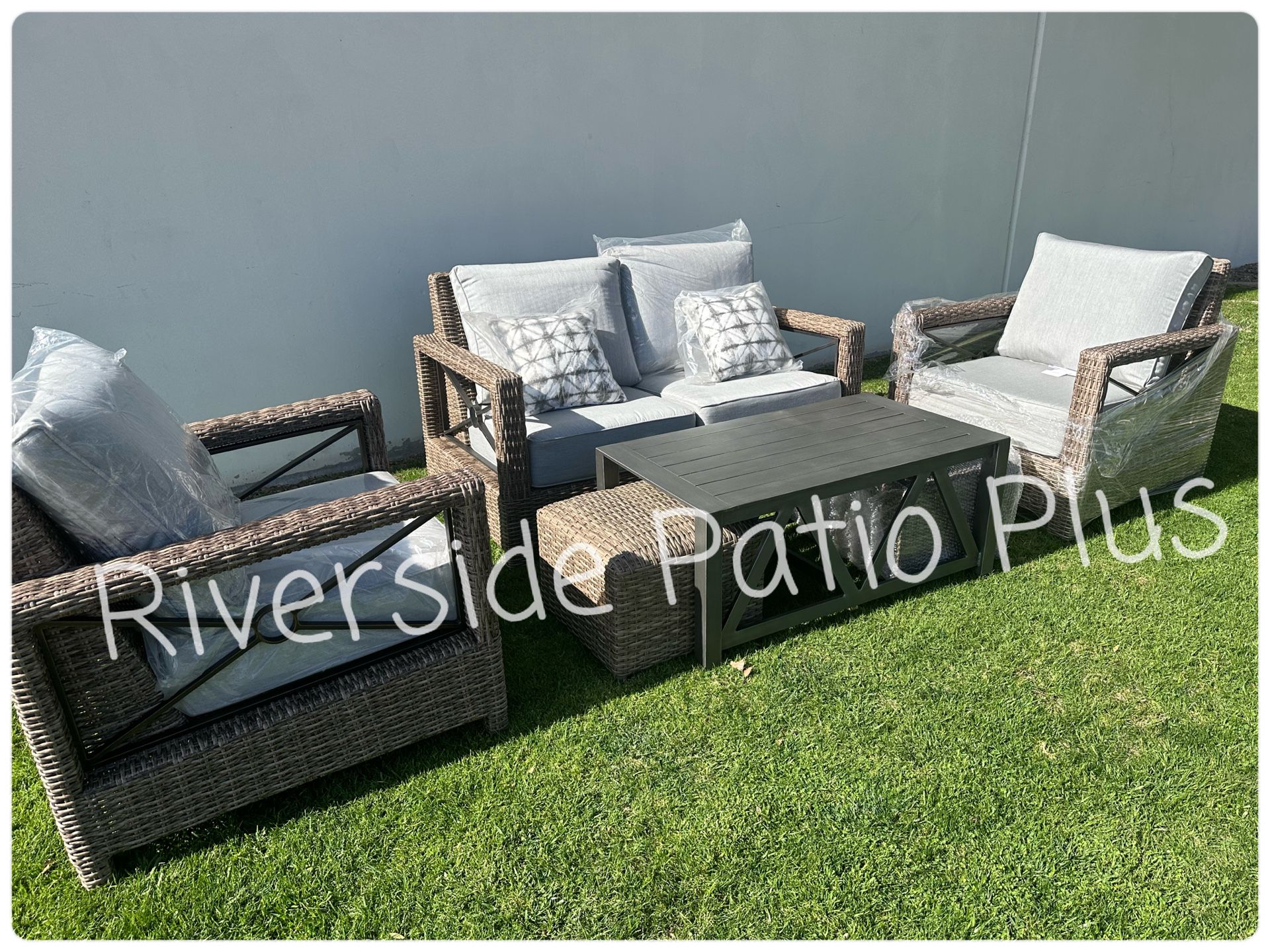 New Grey Outdoor Patio Furniture Set Sunbrella 