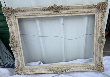 Large Ornate Cream Picture Frame – Fits 24x36 – 32x44 Overall