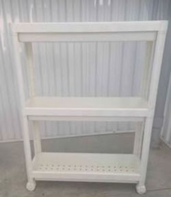 White Plastic 3-Tier Rolling Storage Shelf