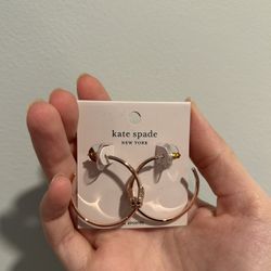 Kate Spade Everyday Spade Cz Pave Hoop Earrings