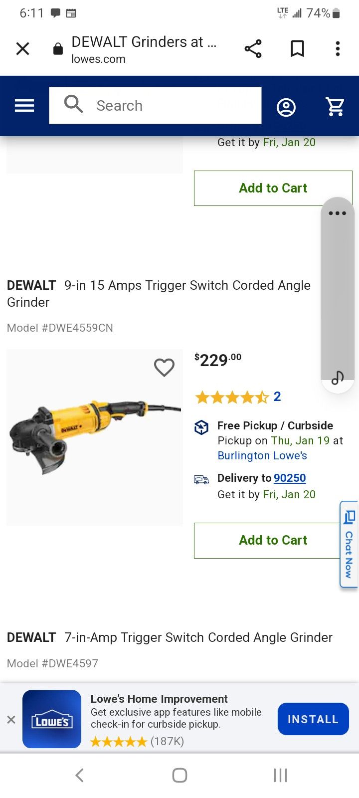 Dewalt 9inch Angle Cutter
