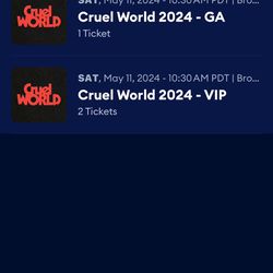 Cruel World GA Ticket 