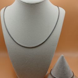 925 Sterling Silver Foxtail Link Necklace And Bracelet Set 