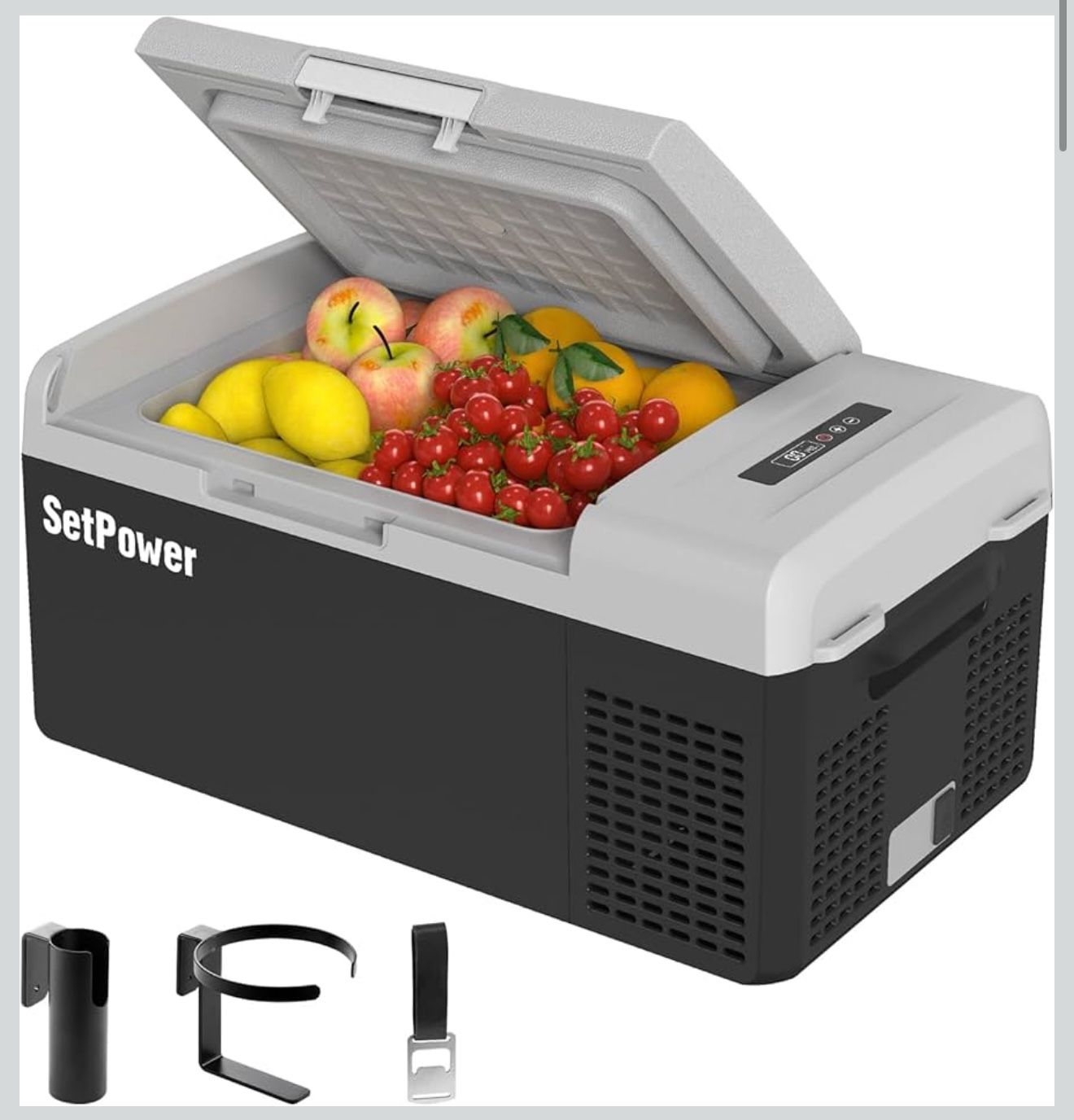 Setpower FC15 Portable 12v Refrigerator, -4℉-68℉ Fast Cooling Car Refrigerator, 15L/15.8Qt Car Fridge Portable Freezer with 12/24V DC & 110/240V AC, E