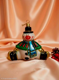 Old World Christmas Gleeful Snowman Ornament (SKU 24164) 4.5" Tall