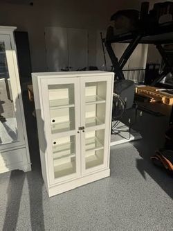 Two White Cabinet with Shelves