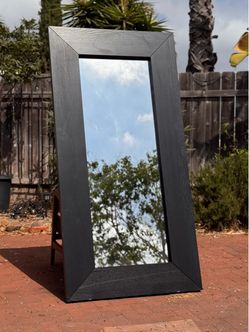 Full-Length Black Rectangular Floor & Wall Mirror – Modern