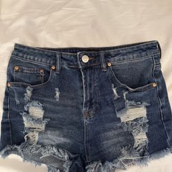Almost Famous Dark Blue Distressed Denim Shorts 