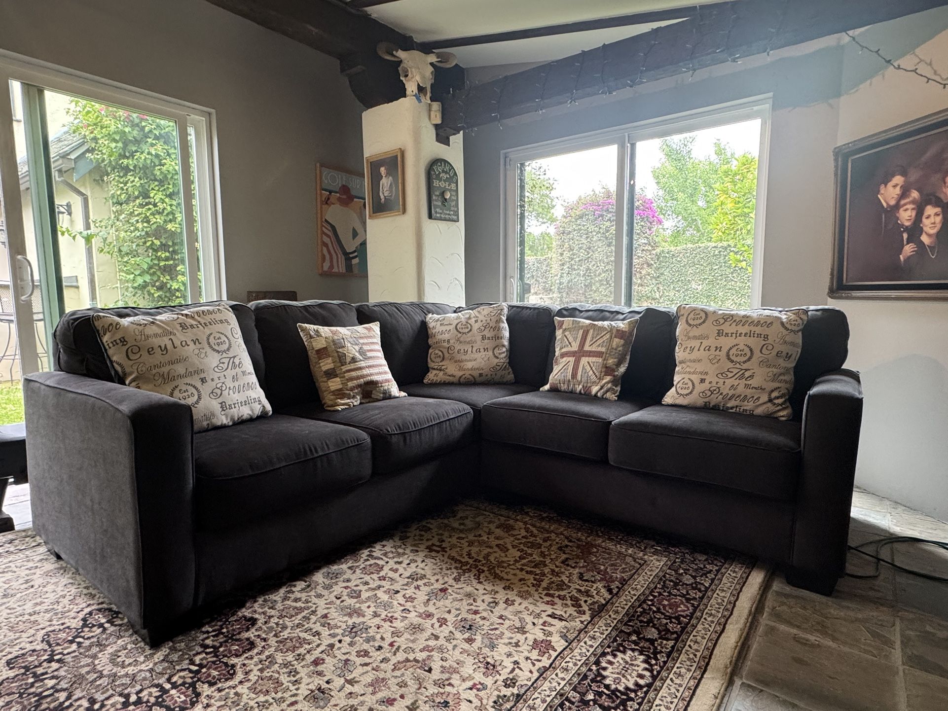 Beautiful Charcoal Grey Sectional Couch