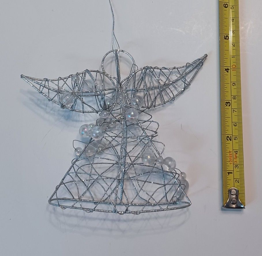 Silver Wire Angel With Beads