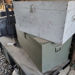 2 Wooden Footlockers $20  For Both
