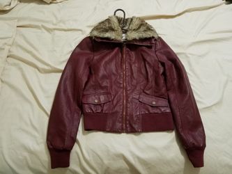 Burgundy leather jacket size small