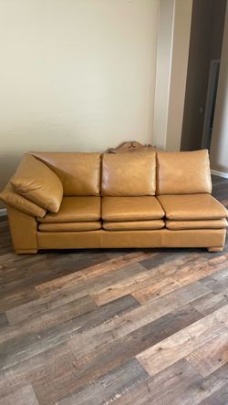 Tan Leather 3-Seat Sofa