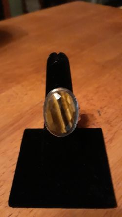 Beautiful Large Tigers eye silver ring