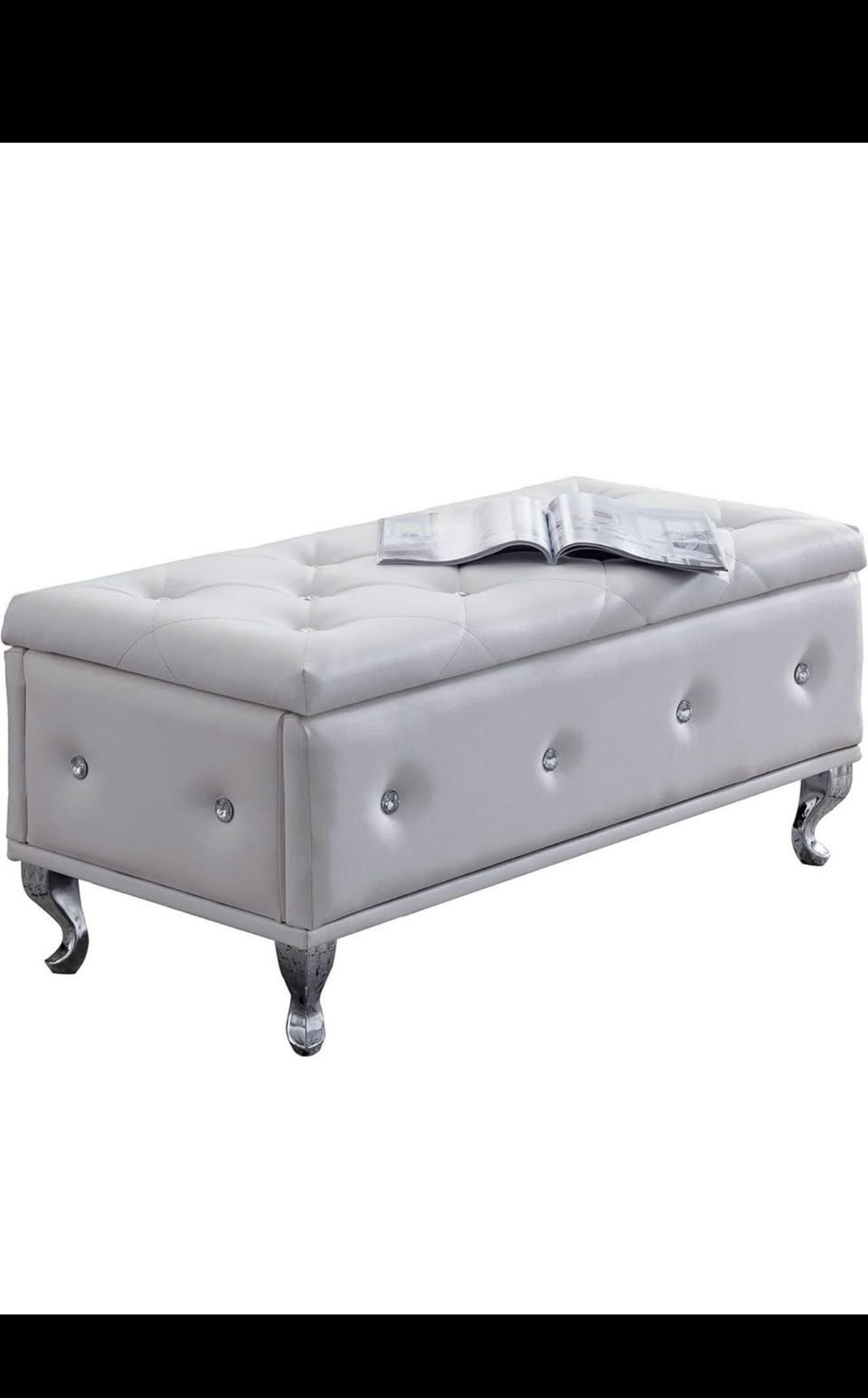 Diamond Stud Ottoman With Storage