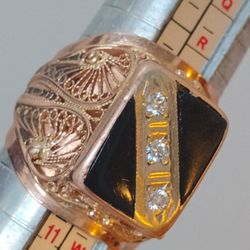 14k  Plumb Gold Huge Antique Natural Diamonds 