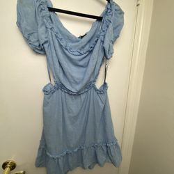 NWT city triangles XXL, pastel baby blue, backless dress.PTP 21”, waist 32”