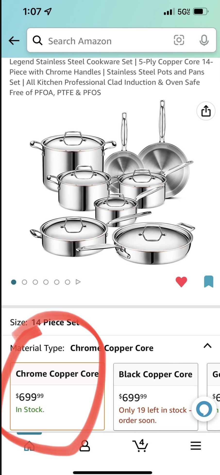 Legend 5 Ply 14 pc All Stainless Steel Heavy Pots & Pans Set | Professional  Quality Cookware 5ply Clad Home Cooking & Commercial Kitchen Surface