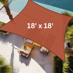 New 18 x 18 FT Sun Shade Sail in Rust Red, with 95% UV Block
