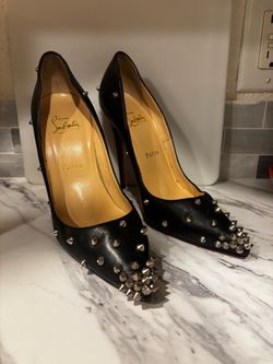 Christian Louboutin Black Leather Spiked Pumps