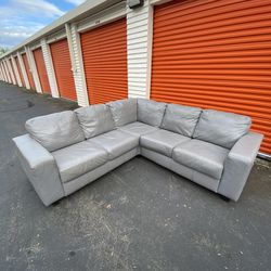 Grey Leather Sectional Free Delivery 
