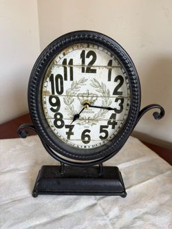 Vintage Style Metal Tabletop Clock – 11.5" Tall