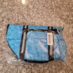 HAOCOO Dog Life Jacket Vest Saver Safety Swimsuit Preserver-Blue Bones-Medium