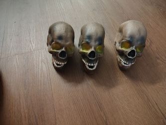 Set of 3 Creepy Skull Halloween Decorations – Movable Jaws 💀🎃