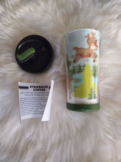 Brand New Vintage Reindeer Child's Travel Tumbler 8oz Holiday Cup/Iridescent 