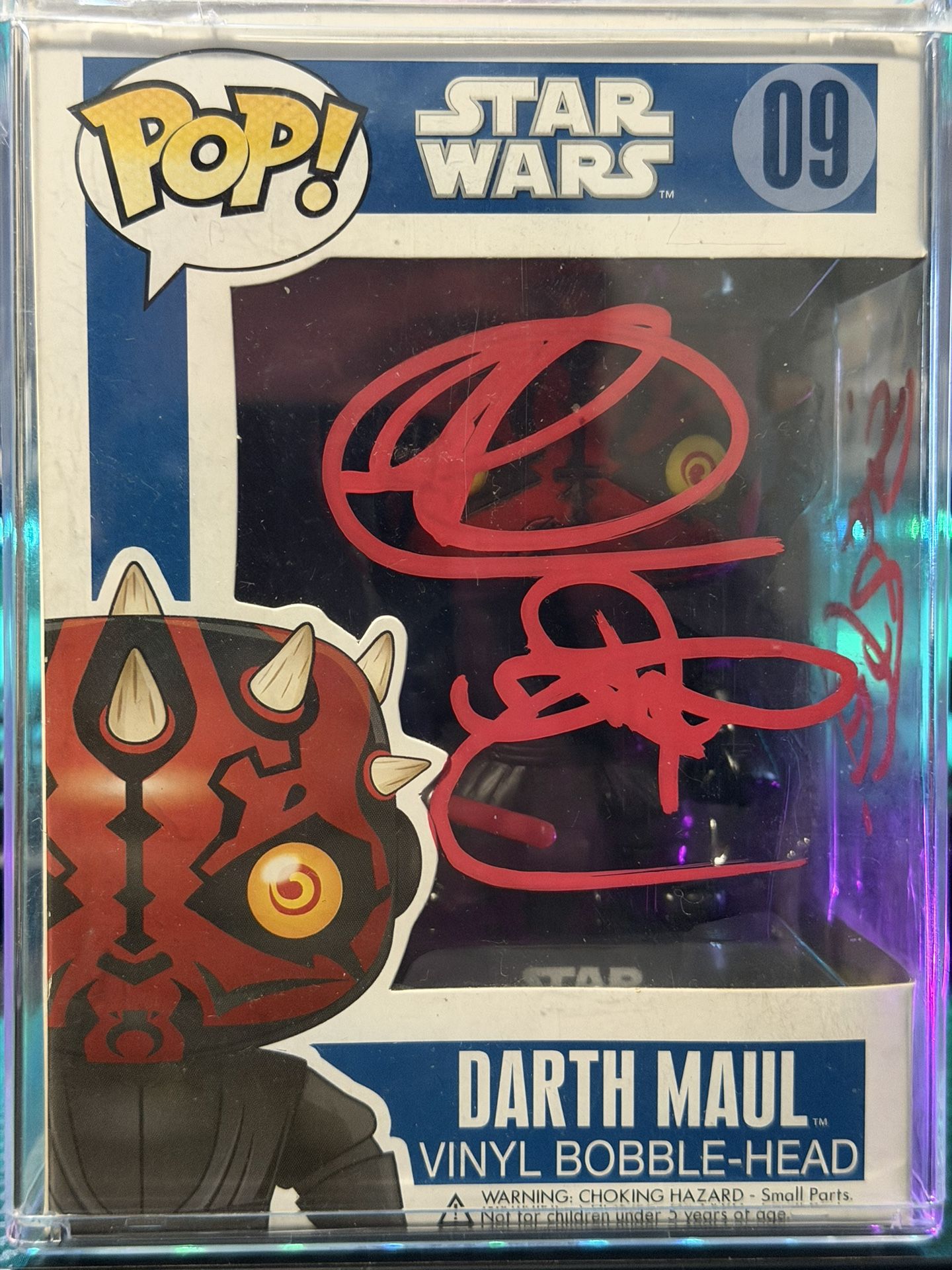 GRAIL Funko Pop! Star Wars #09 Darth Maul BIG FONT signed by Ray Park