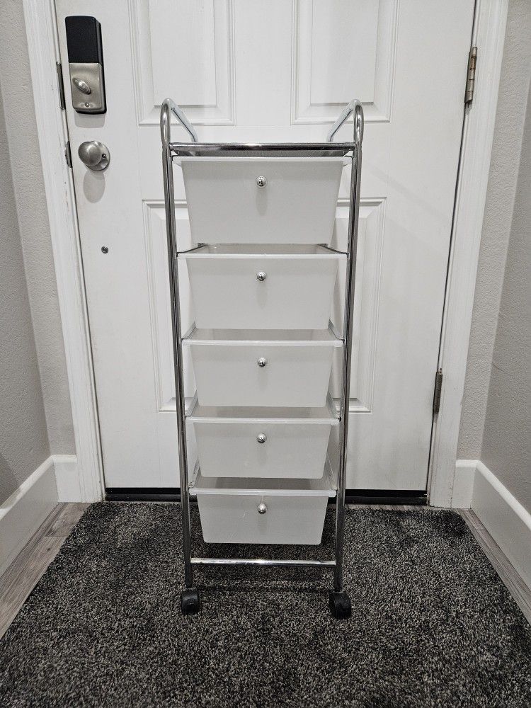 Utility Cart with 5 Drawers Rolling Storage Art Craft Organizer on Wheels