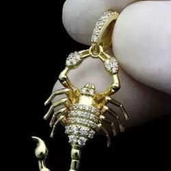 1.30Ct Round Cut Real Moissanite
Scorpion Pendant 14K Yellow Gold
Over Solid 925 Sterling Sliver 
