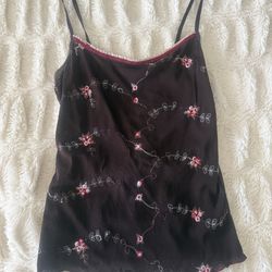 Brown flower tank top
