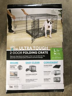Ultra tough 2 door folding dog crate large dog