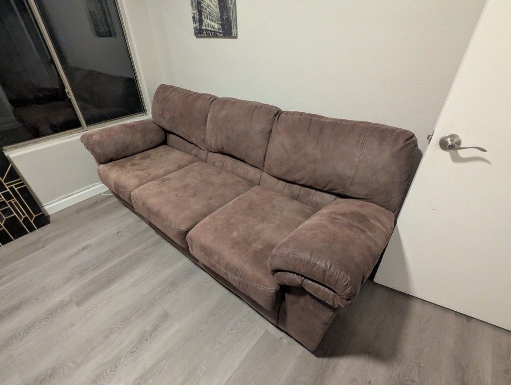 Brown Suede Couch 
