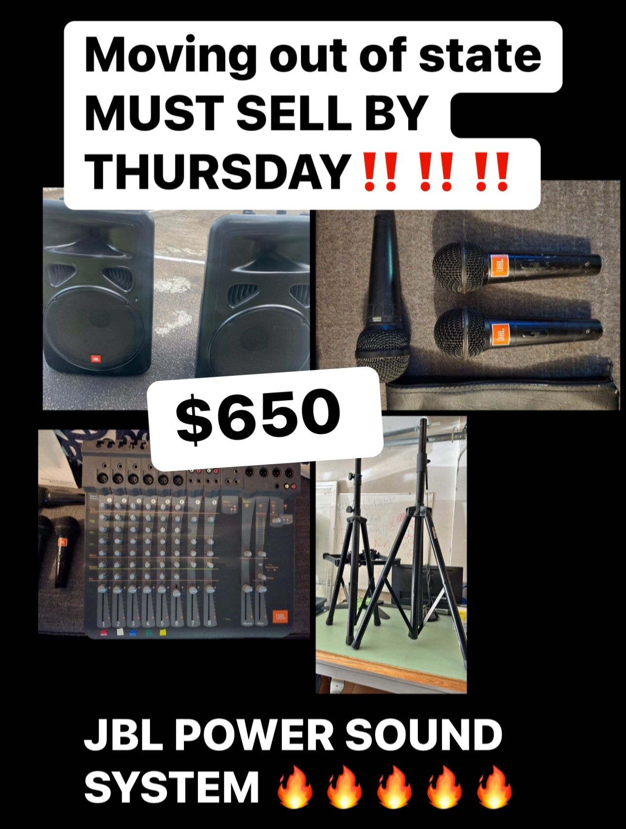 JBL SOUND SYSTEM MUST SELL “MOVING ASAP’