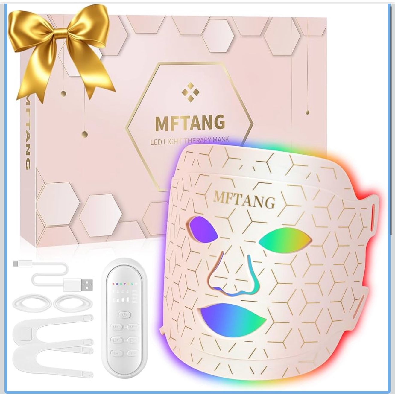 Red Light Therapy for Face, 7 Colors Led Light Therapy Silicone Facial Mask - Birthday, Christmas, Mothers Day, Valentines Day, Self Care Gifts for He