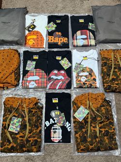 Bape tees , mcm hoodies , essentials