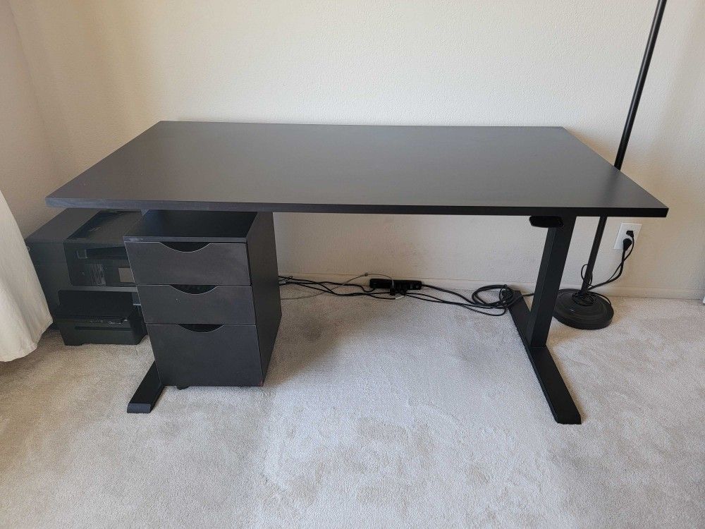 Black Wood Adjustable Sit/Stand Desk