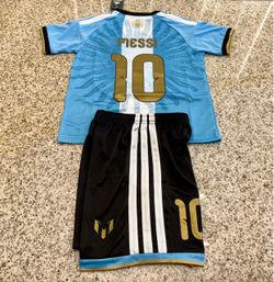 2026 Adidas Argentina Messi jersey shorts kit for kids