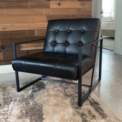 Black Leather Accent Armchair