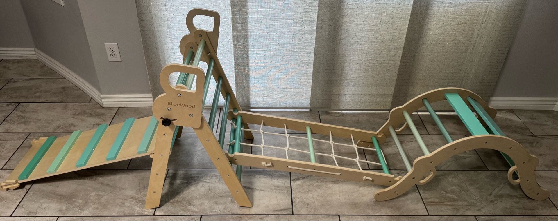 BlueWood Foldable Wooden Pikler Triangle Climbing Set