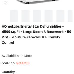 Gently Used, White, Home labs Brand  Dehumidifier .