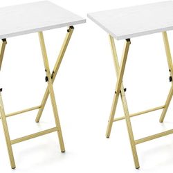 TV Tray Table Set of 2, TV Dinner Tray, Folding Table, Foldable TV-Trays, Side Table for Bed, Couch, Portable and Small Easy to Move,