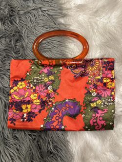 Vintage Retro 60s–70s inspired style Floral Tapestry Clutch Fold-Out Tote