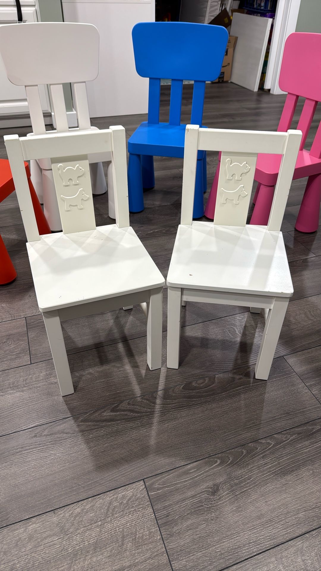 2 IKEA Wood Kid Chairs