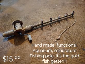Hand Made 5" Miniature Aquarium Fishing Pole!