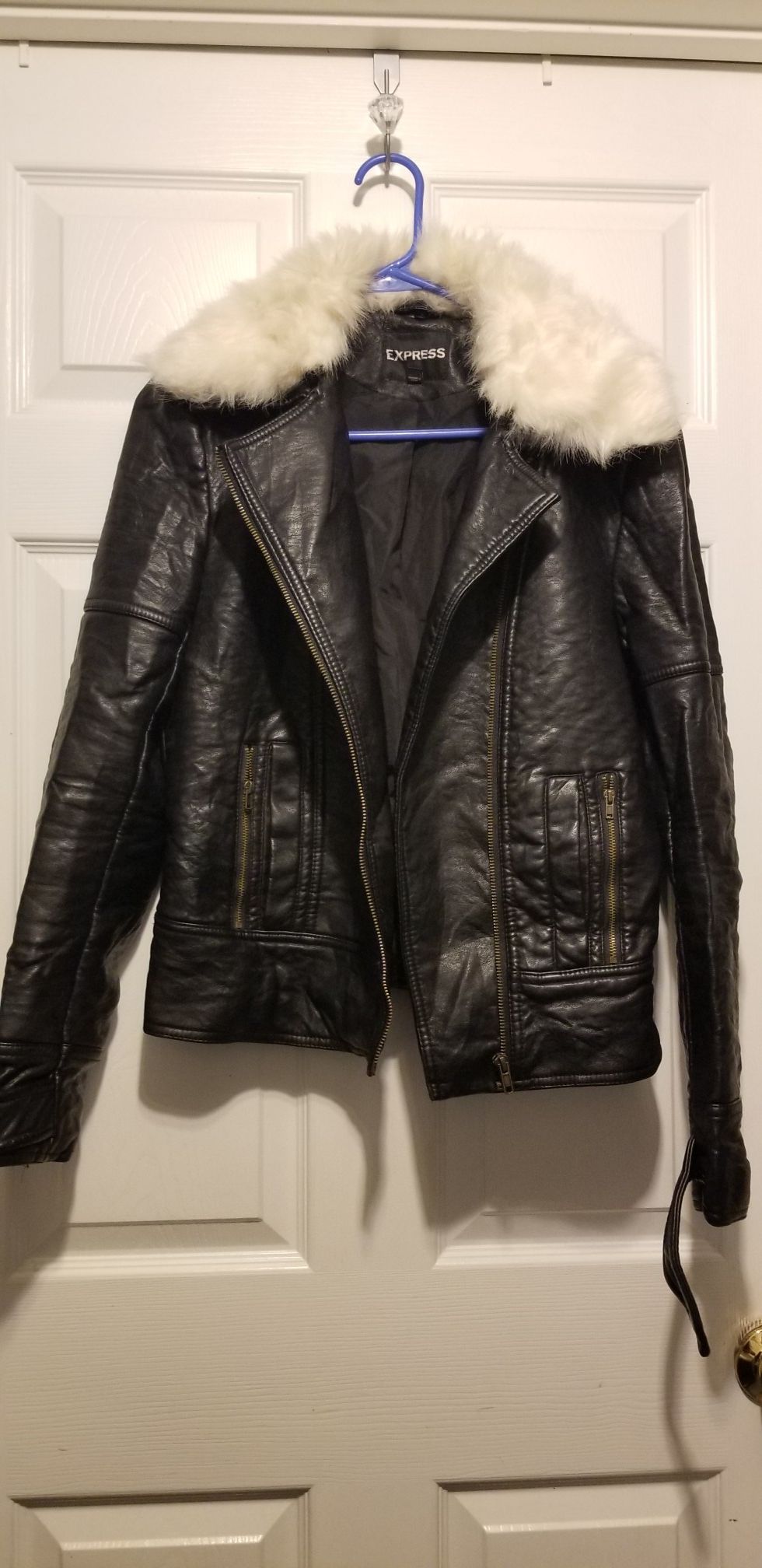 Womens express medium faux leather jacket